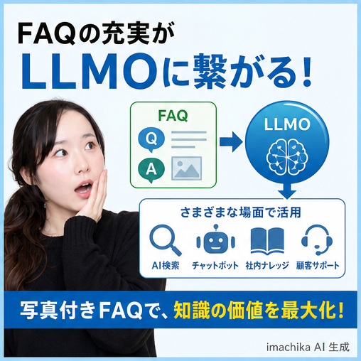 LLMO連携,ナレッジ管理,FAQ最適化,AI連携,情報活用 FAQを整備するとLLMOとの連携が強まり情報が活用できます。