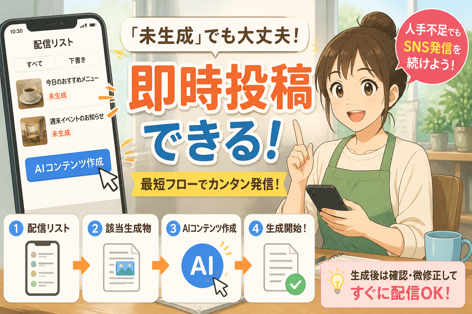 配信リストに「未生成」と表示されたときの基本対応と即時投稿の流れ