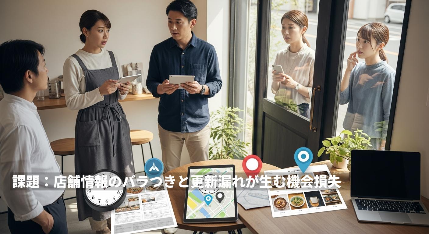 課題：店舗情報のバラつきと更新漏れが生む機会損失