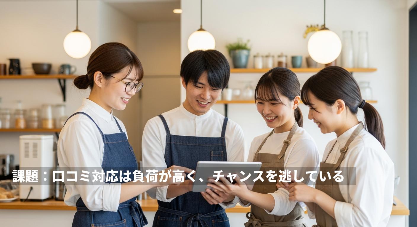 課題：口コミ対応は負荷が高く、チャンスを逃している
