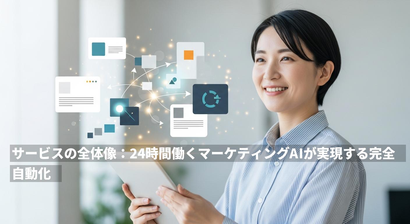 サービスの全体像：24時間働くマーケティングAIが実現する完全自動化