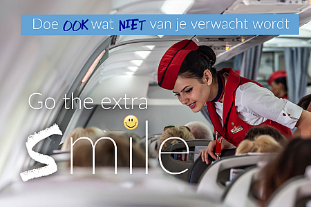 Go the extra mile voor je klant. Doe niet alleen wat van jou verwacht wordt, maar ook wat niet van je verwacht wordt. En breng hem aan het lachen: go the extra Smile!