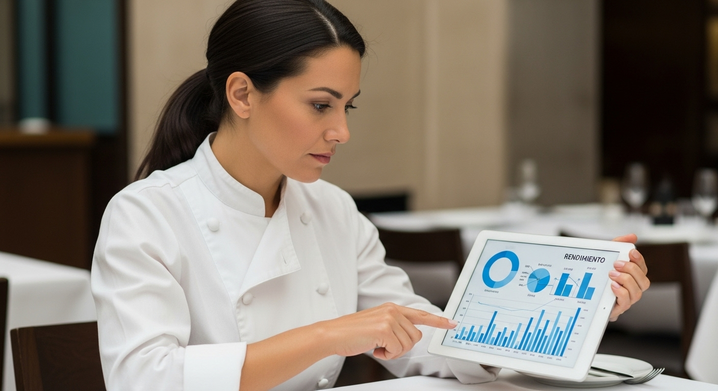 Analizando métricas y datos del clima laboral en un ordenador.