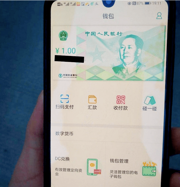 Vue de l'application du DCEP chinois