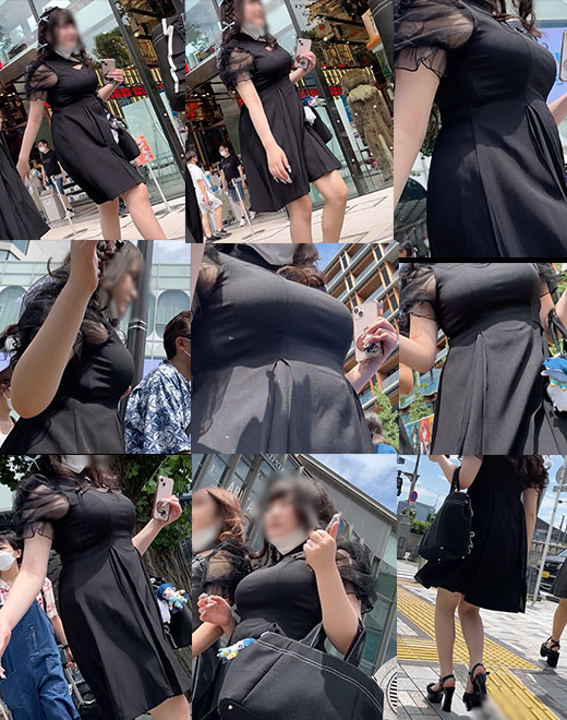 【通スピ＆スロー】黒メイド服、巨乳強調なファッションがたまらない！ gallery photo 1