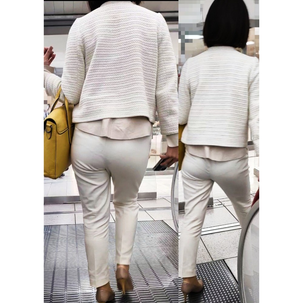 《尻神》気品溢れる綺麗な白パンツスーツから放たれる色気強めの大人の透け線 gallery photo 2