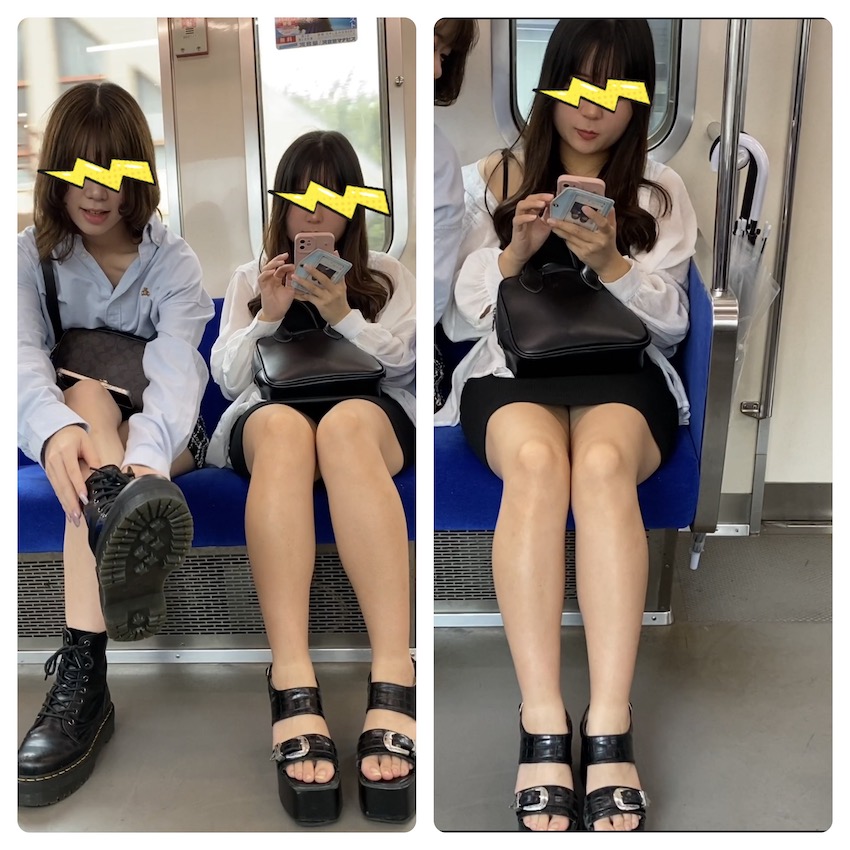 【再販】脚フェチ568 電車内で仲良しお姉さんの美脚に粘着！2名のS級美人お姉さんのエロ過ぎる生脚美脚