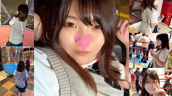 22時間着用【個人撮影】緑色が大好きなミントグリーンぱんつちゃんとパパ活_夜の観覧車でイチャラブデートシーンまで収録