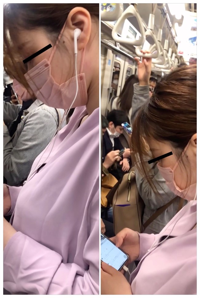 【すぐそこの眺め9】電車内の爆乳ＯＬを間近で凝視！