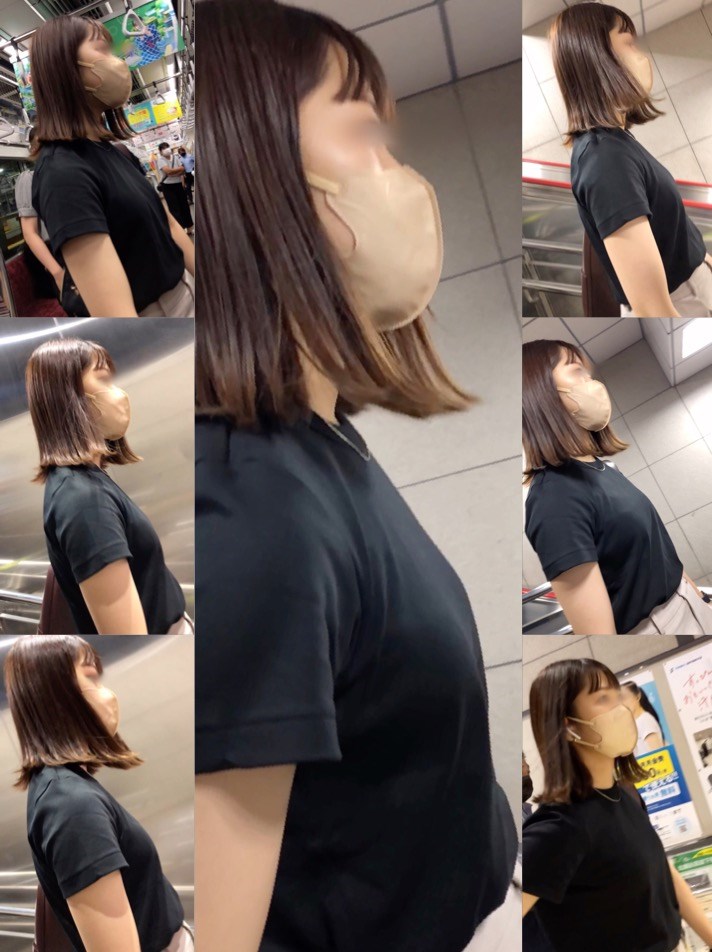 （再販）【横からの眺め89_ちっぱいver】綺麗なＯＬのタイトなＴシャツ越しのちっぱい