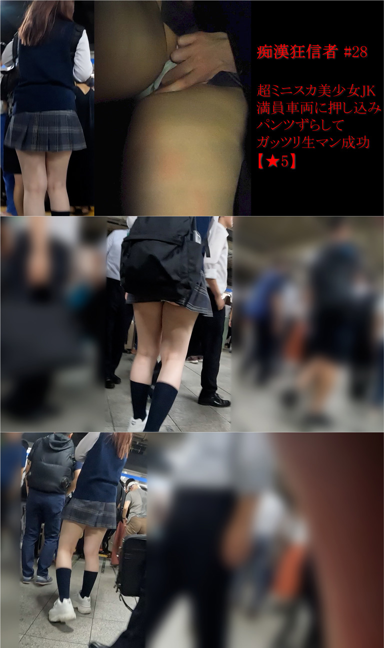 痴かん狂信者 #28【★5】ミニスカ美少女を満員車両に押し込み、パンツをずらしてガッツリ生マン成功