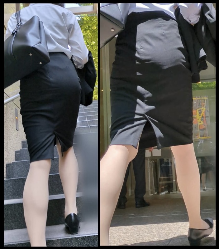 【155】長身のリクルートスーツ就活生さんの艶かしいタイトスカート！
