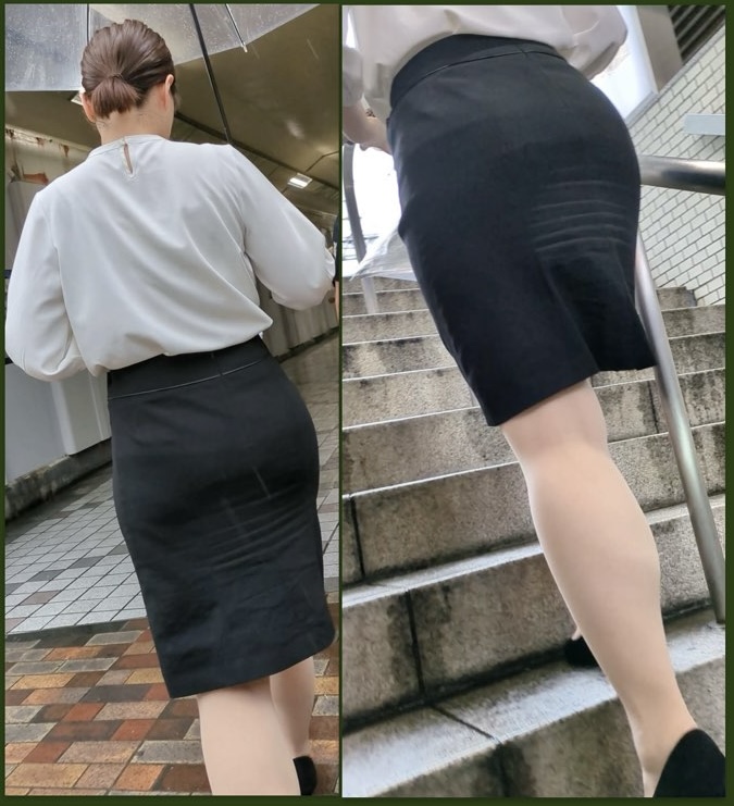 【217】雨の昼下がりの夏服OLさん、ムッチムチのタイトスカート！