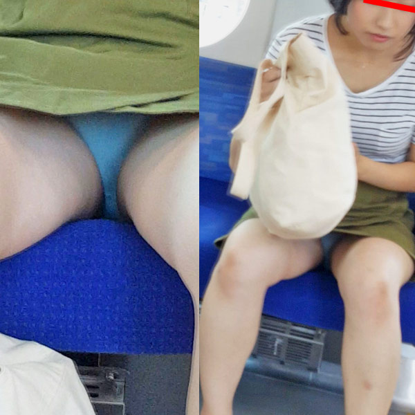 電車内隠し撮り　うっかりですね　女子大生くらいの対面パンチラ