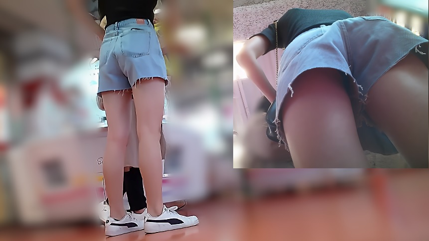 【若い娘の生脚】ミニスカ（短パン）女子の脚を至近距離で眺める動画2 gallery photo 1