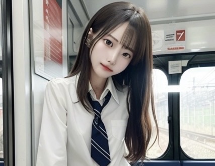 電車で学校の制服JKのパンチラを撮影　前編