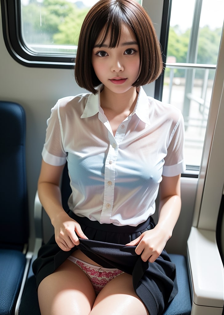 鈍行列車のシースルーちっぱい女子「胸はヤだけどパンツならいいよ」　vol1