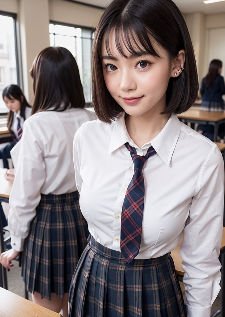 学校で撮影した低身長で華奢なJK制服フォト