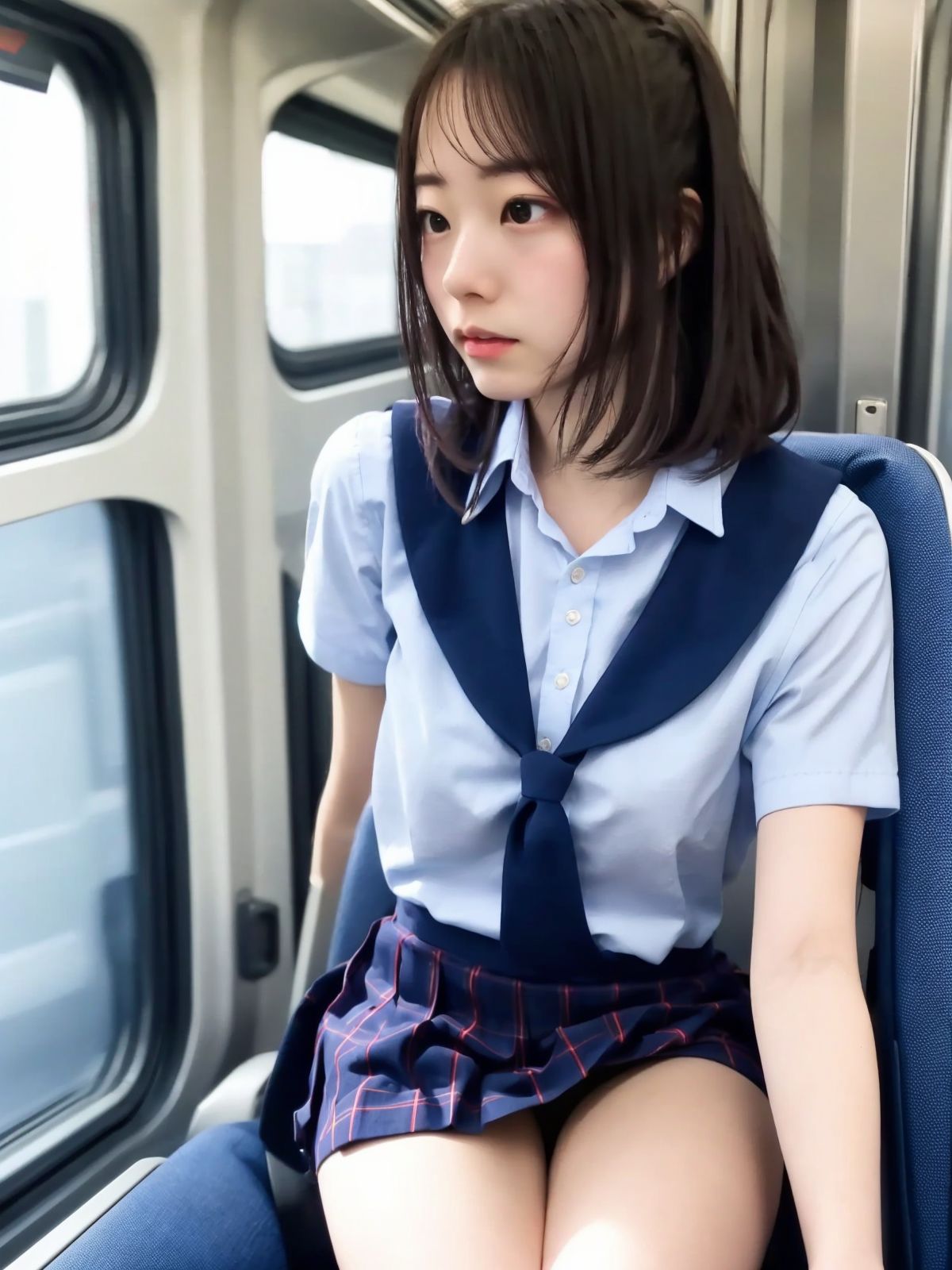 電車で油断している制服女子画像集 gallery photo 3