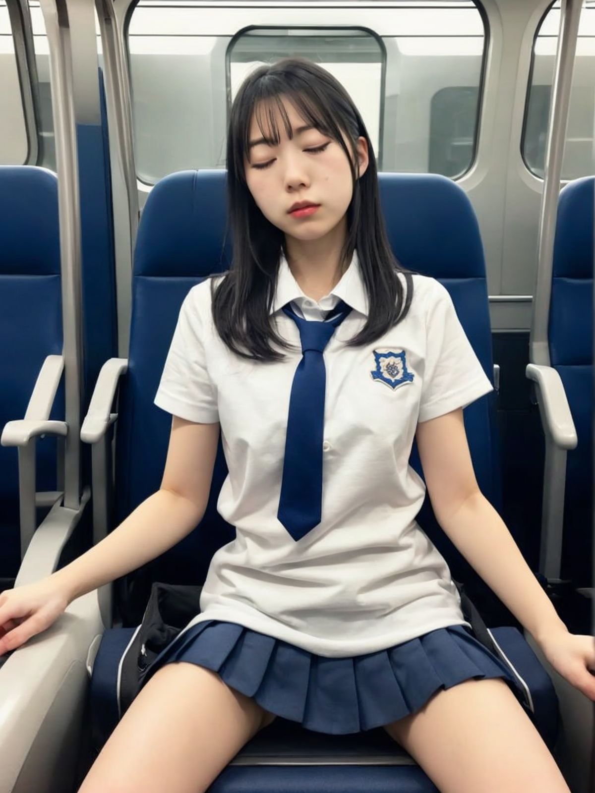 電車で油断している制服女子画像集 gallery photo 4