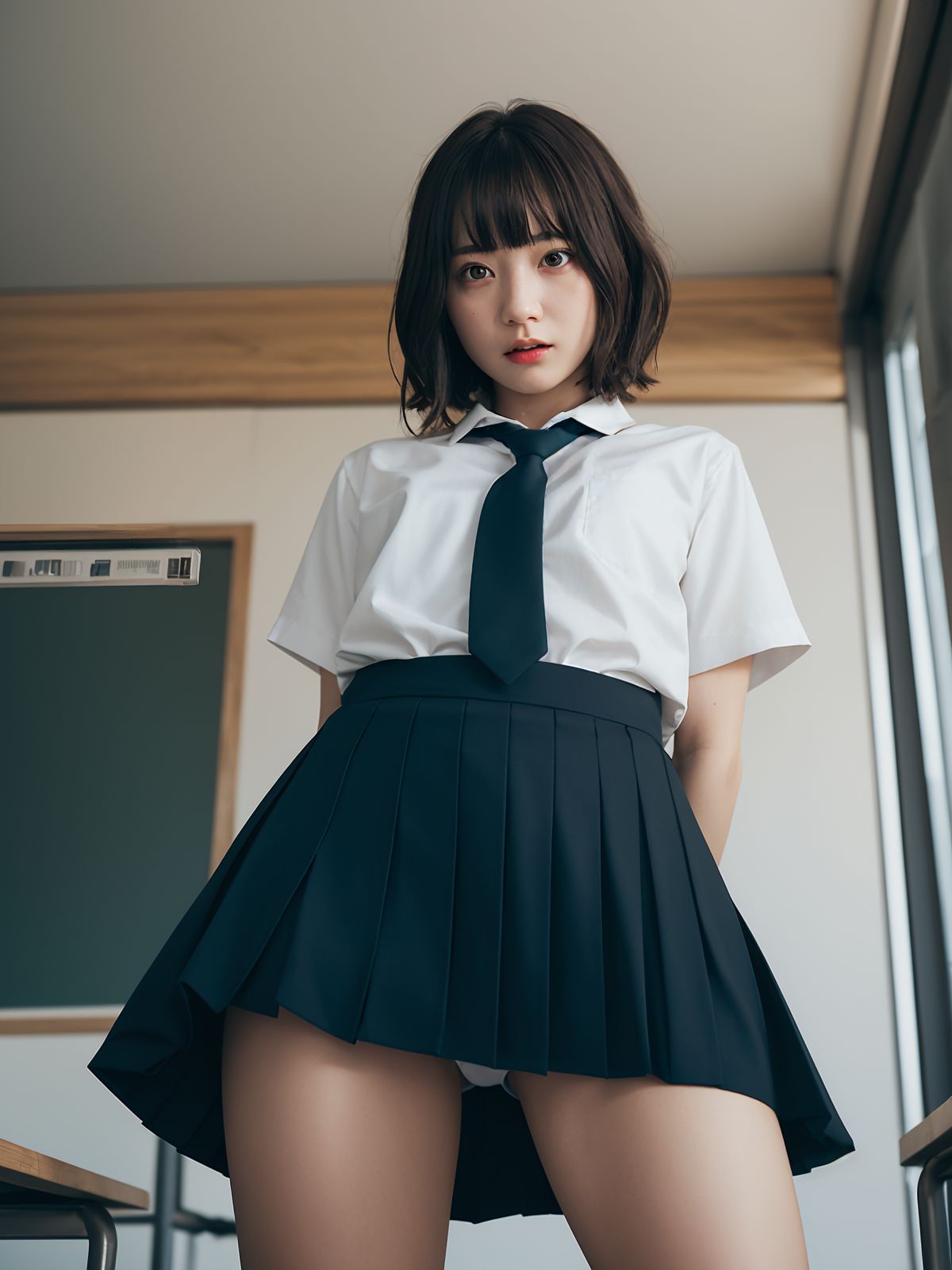 パンツを見られながら見下してくる制服女子 gallery photo 4