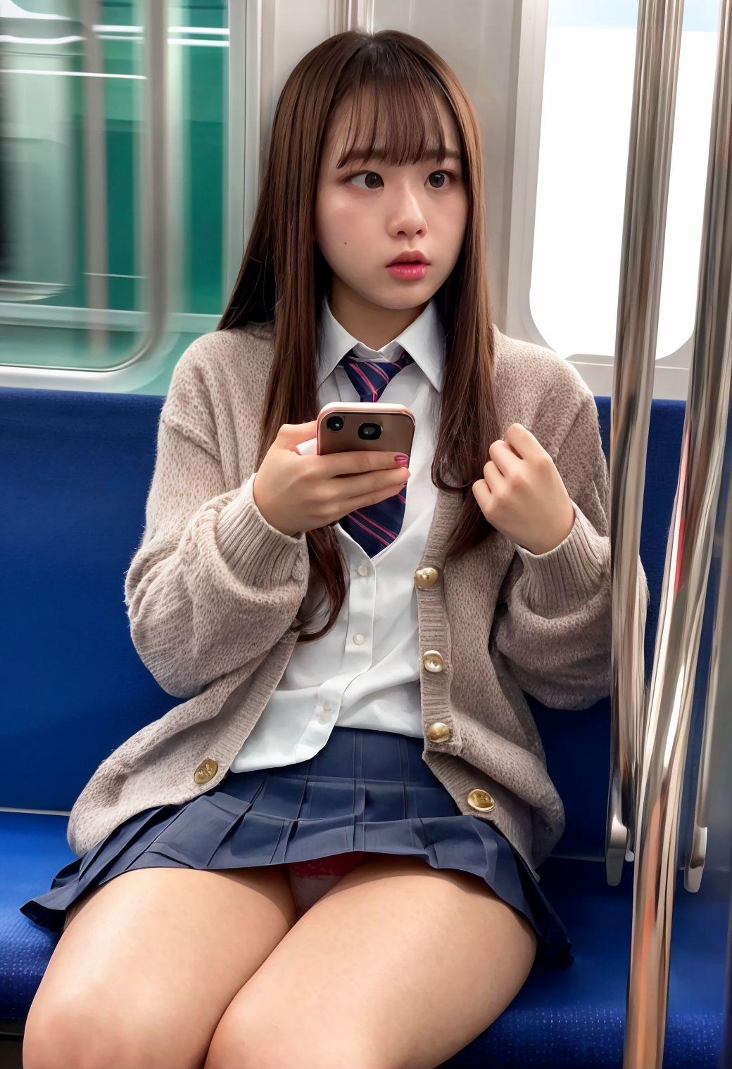 電車対面パンチラ-制服編- gallery photo 4