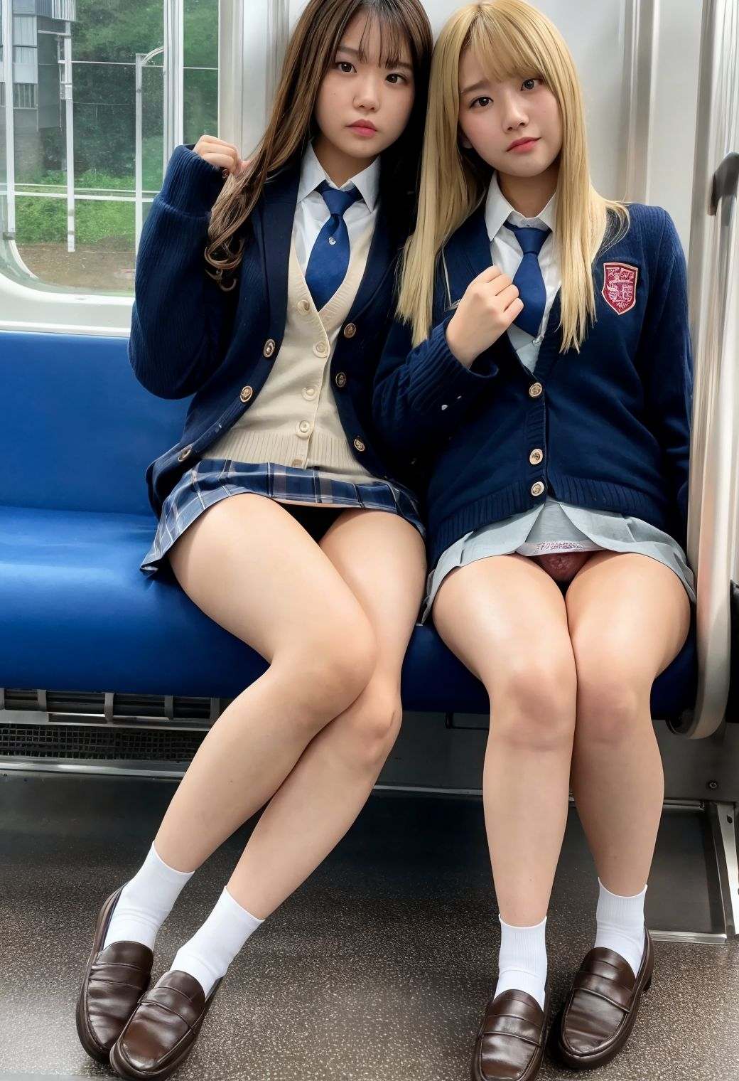 電車対面パンチラ-制服編- gallery photo 5