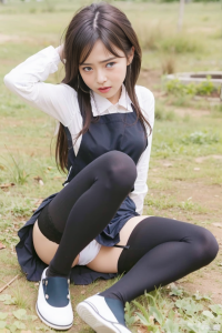 ハプニング！転んでスカートがめくれてパンツが見えてる美女 gallery photo 1