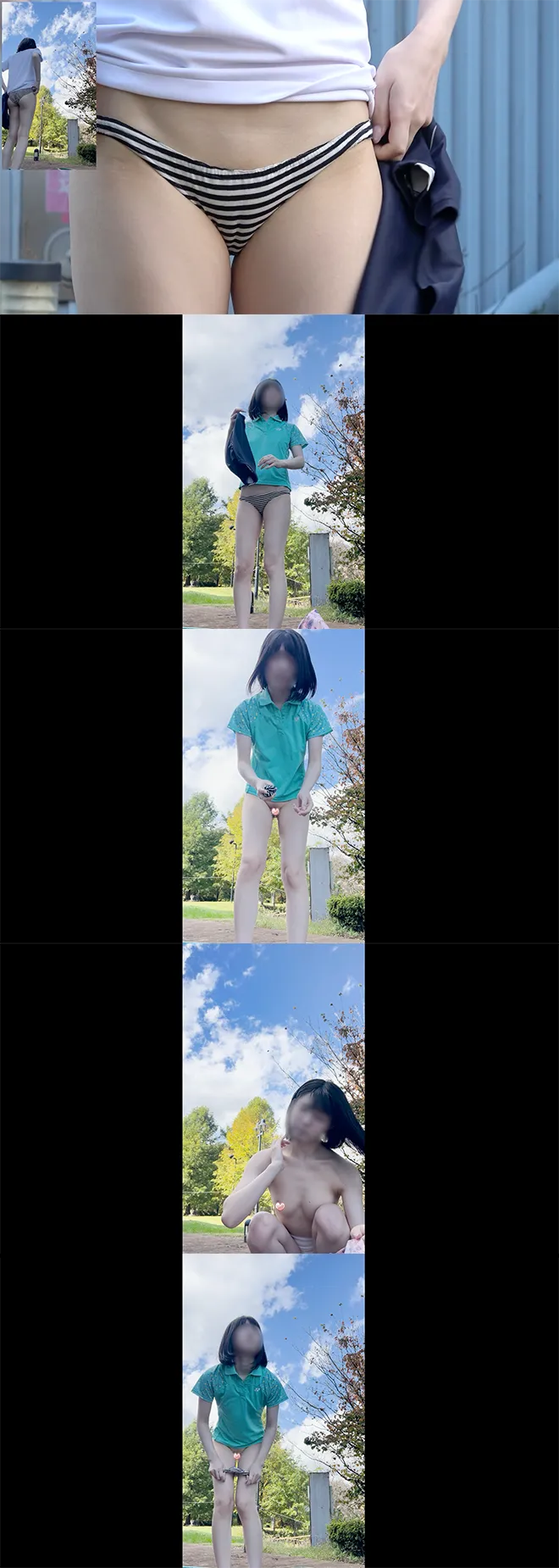 (２カメ！２着替え！)おっぱい・おま⚪︎こ・お尻丸出しお外お着替え！！チビ縞パンの極み！完全保存版！
