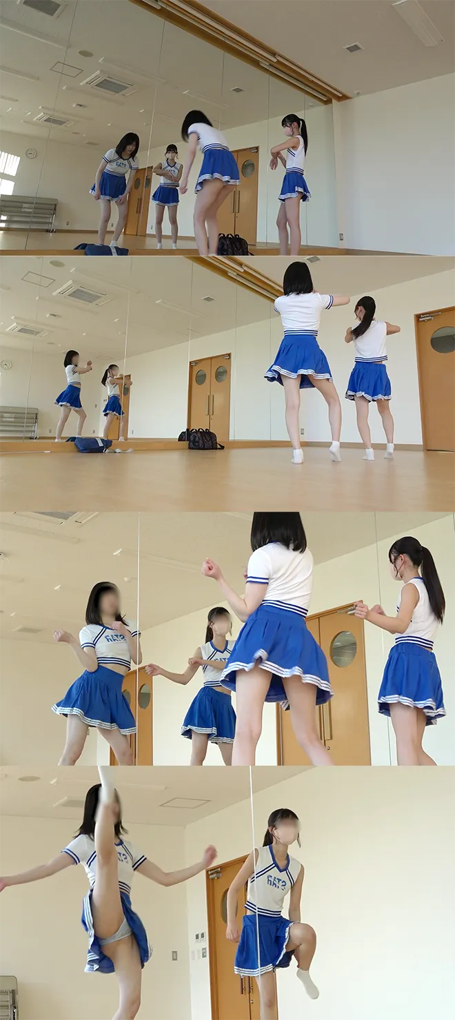 チアっ子2人のダンス練習は開脚しまくり！スッケスケのおぱんつ丸見えお尻ゲット！