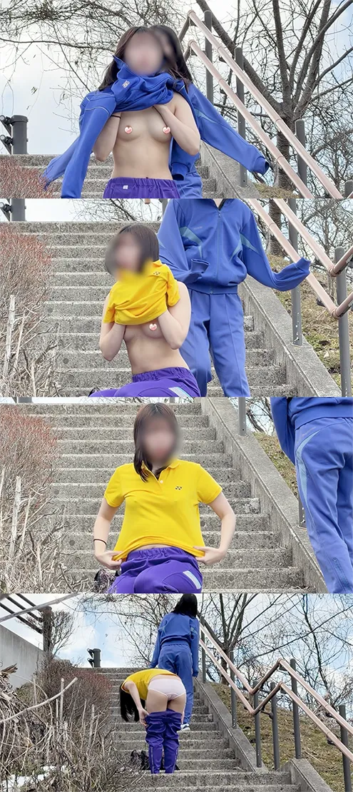 【野外お着替え】2人そろって！ジャージっこの若さ炸裂おっぱい最高！おま○もお尻も丸出しで大豊作！（最安値）