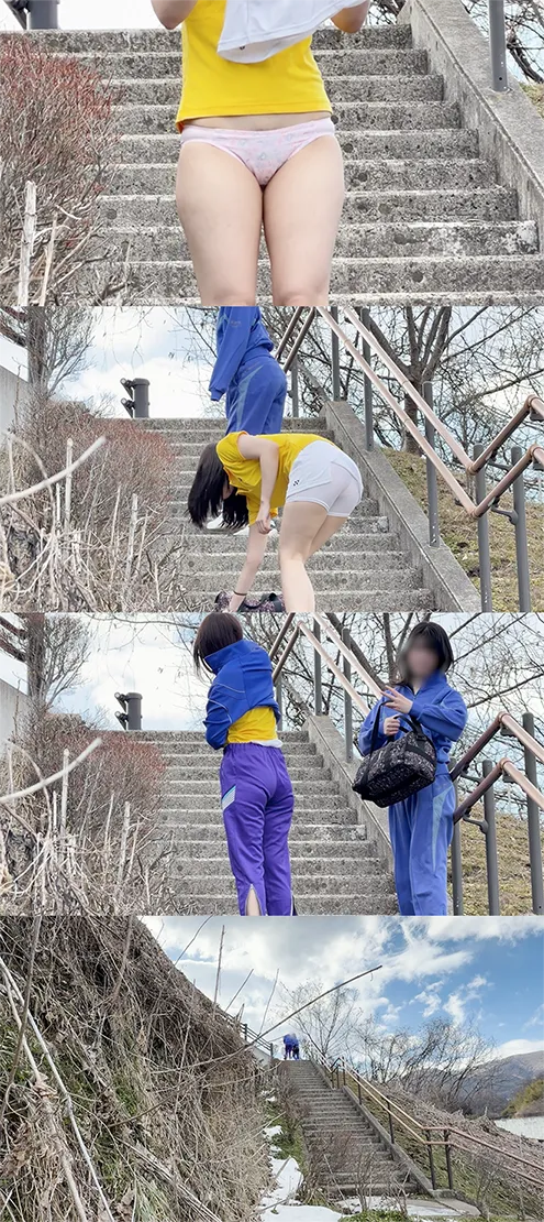 【野外お着替え】2人そろって！ジャージっこの若さ炸裂おっぱい最高！おま○もお尻も丸出しで大豊作！（最安値）