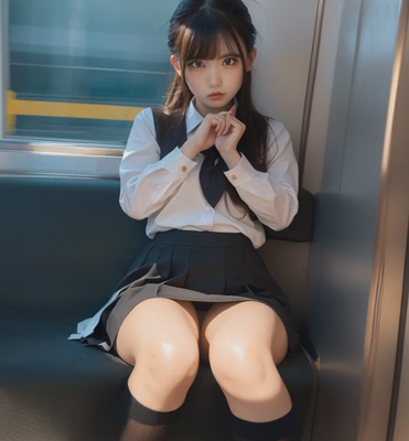電車で美少女対面パンチラ【動画】