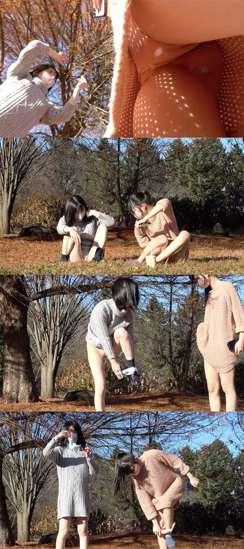 【パン撮記37】私服ニットワンピ女子は紅葉中！おまたパッかんでパンチラ丸見え！