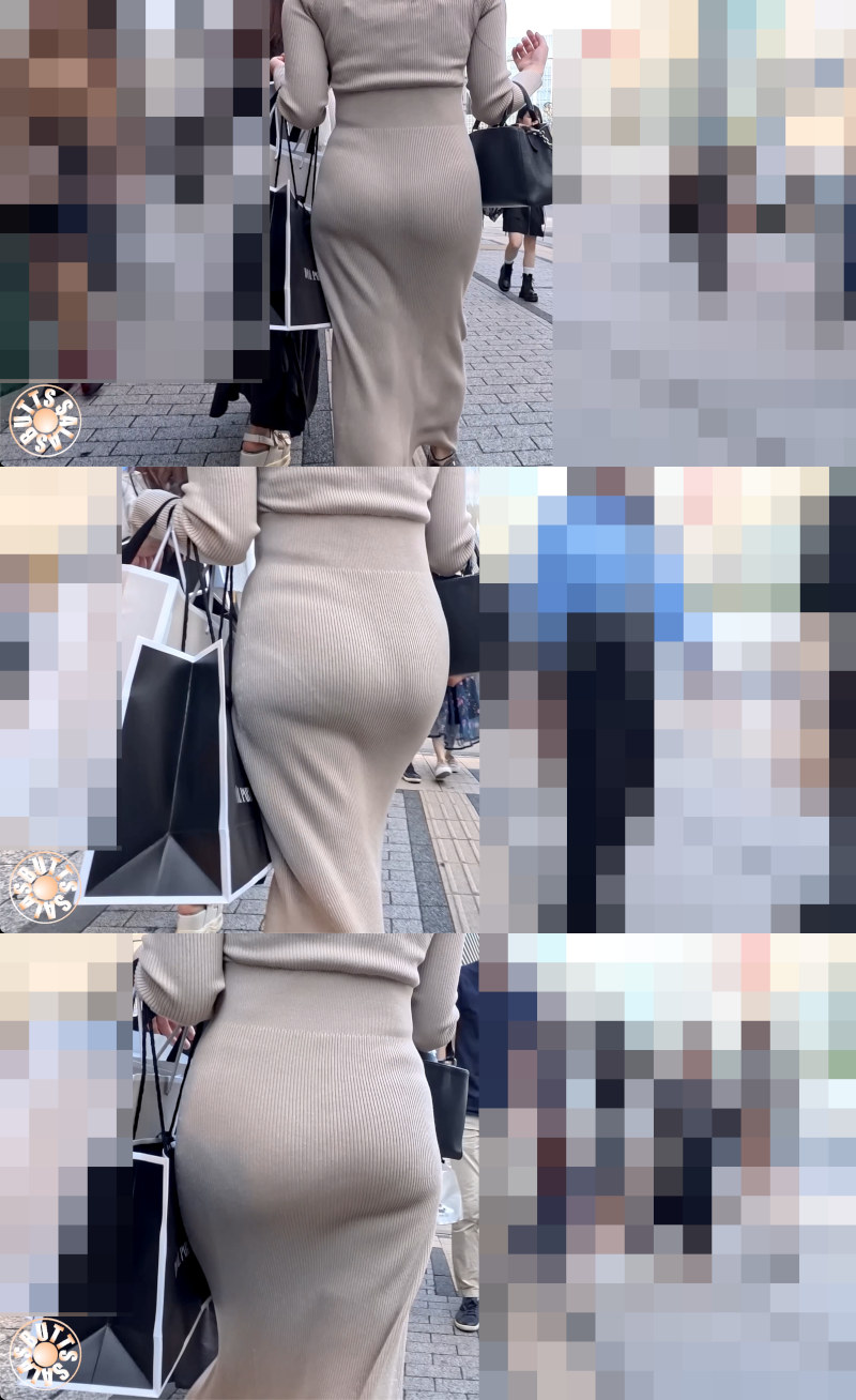 【4K高画質】ベージュワンピ フルバックショーツ透け