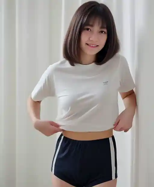 【動画　体操服　まくり】体操服の上をまくる