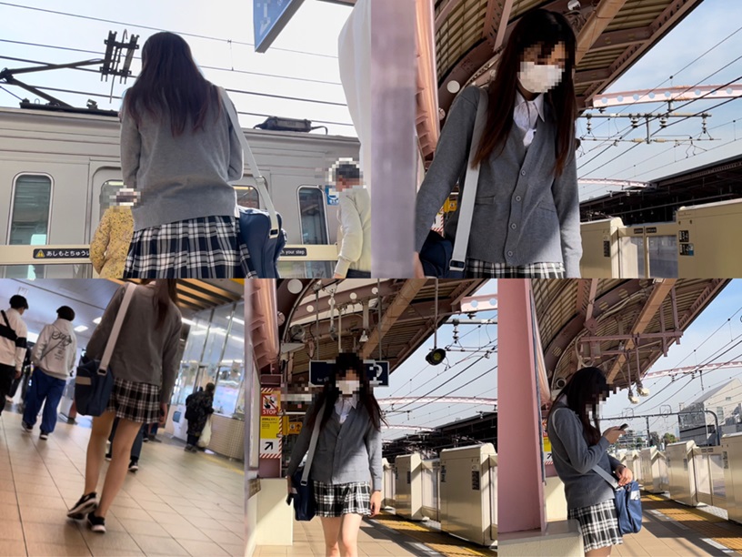 【電車待ち制服女子⑤】真面目そうなのにハデピンクパンツJK♡ gallery photo 1