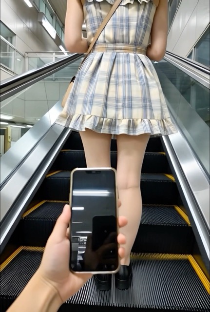 盗撮めくり　ショートカットのかわいいワンピのお姉さんをスカートめくり