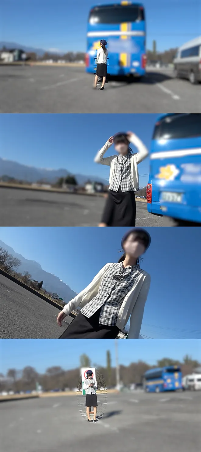 〈2バス〉バスガイドBさん！小柄でキュート！パンスト太もも食い込みがエロすぎ！純白ぱんつでお仕事中！