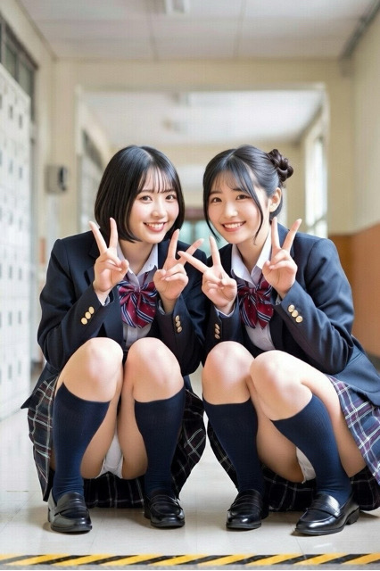 パンチラ制服美少女♡