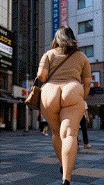 【AI動画】巨尻のグラマラスお姉さんのタイトスカートを街中で丸裸にした