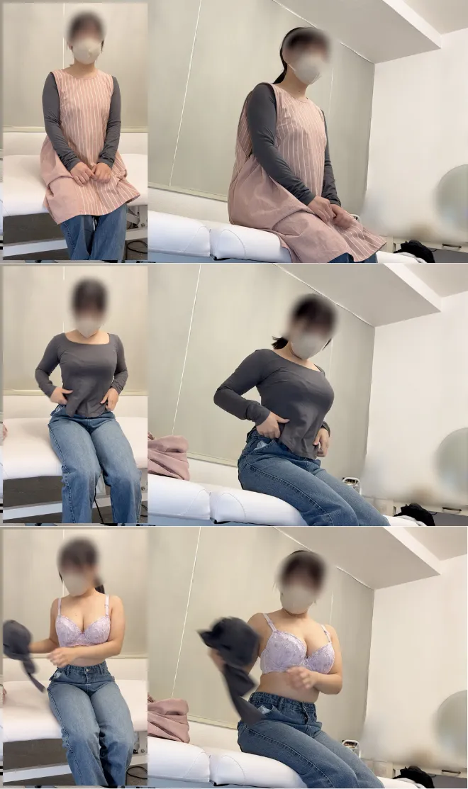 【触診4】Hカップ保育士の巨乳をオイルでヌルヌルテカテカに！後ろからのしつこい乳首責めで「イク…！」ビクンビクンと思わず絶頂