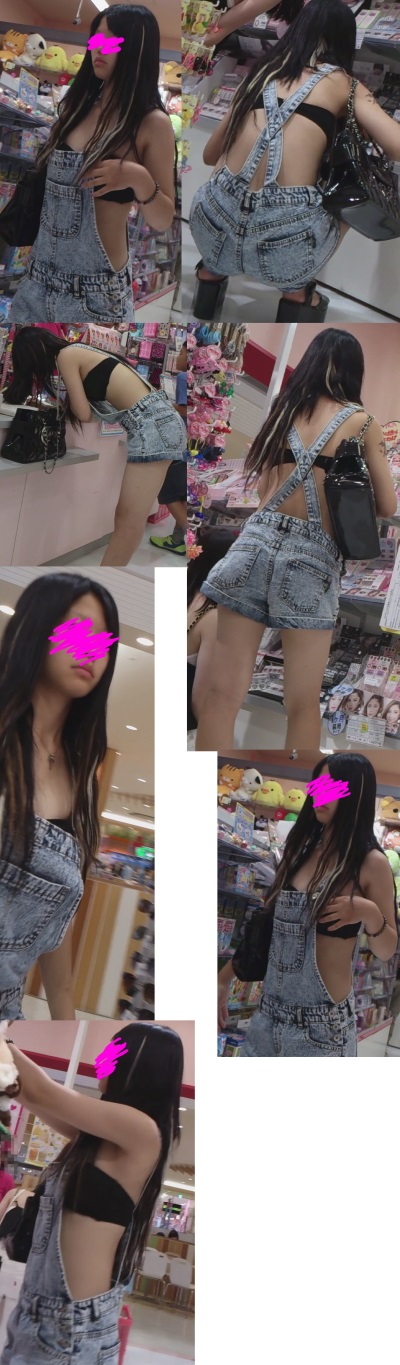 スポブラ丸出しドスケベ服で買い物中のJ○ちゃんを粘着ストーキング撮り