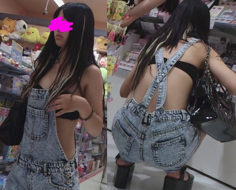 スポブラ丸出しドスケベ服で買い物中のJ○ちゃんを粘着ストーキング撮り