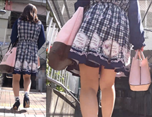 【路上盗撮】路上にいた、ゆるふわ美女に密着盗撮！紫と水色のパンティを履いちゃってました！！！！