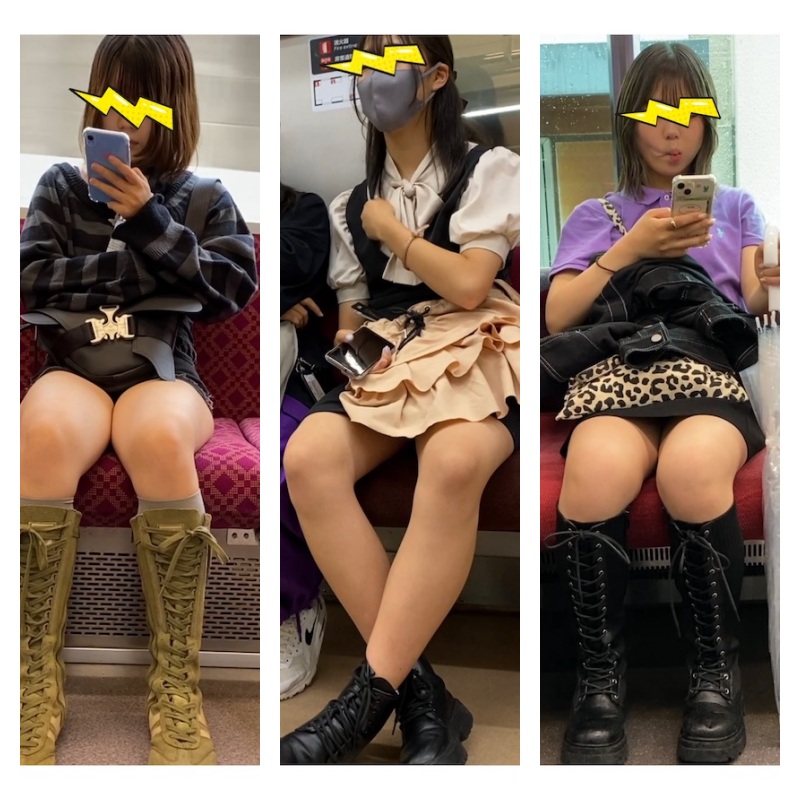 3名のJK風私服美女のエロ過ぎる対面生脚美脚479