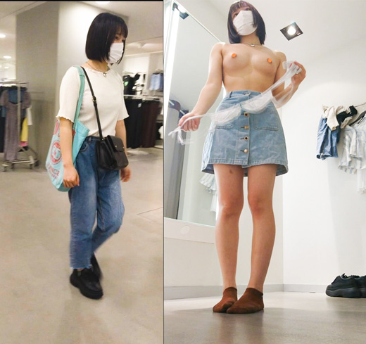 【H◎M 店内着替え vol.19】美少女きました！！！！追い撮りからのおっぱい大公開！！