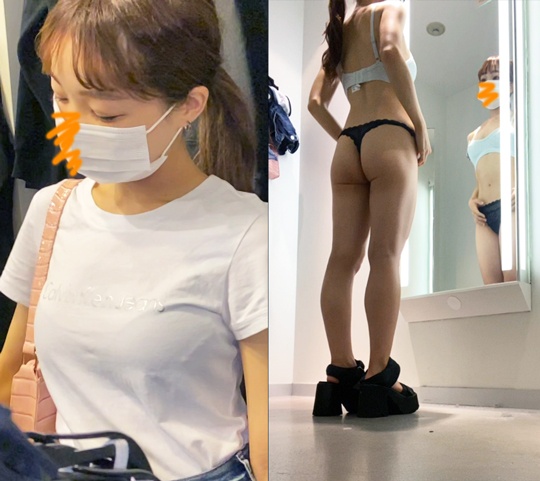 【H◎M 店内着替え vol.22】JD2名。むっちむちボディ女子の食い込みパンティとスレンダー美女のタンポン食み出し