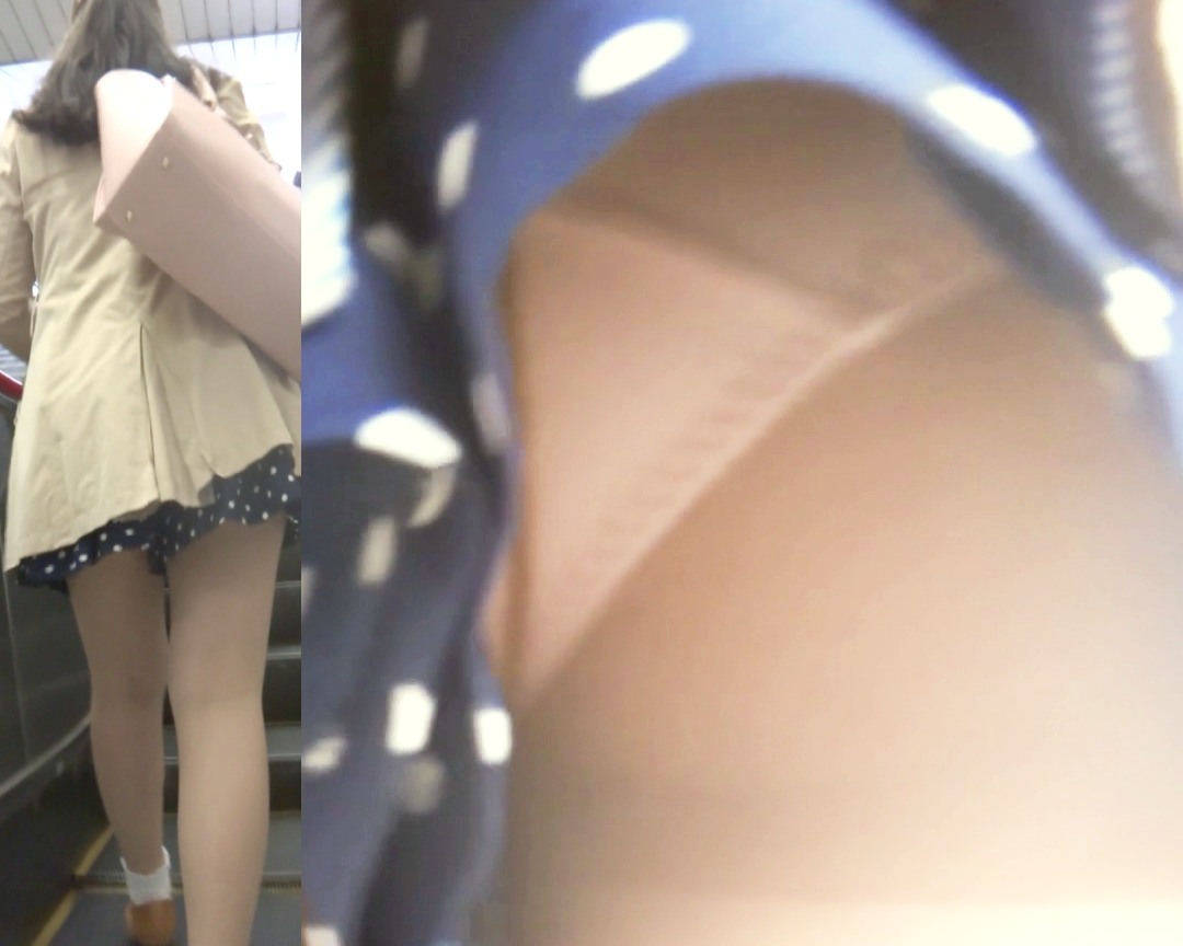 パンチラ盗撮 女子大生 ピンクパンツを接写 キュロットからハミ出し(再販品)