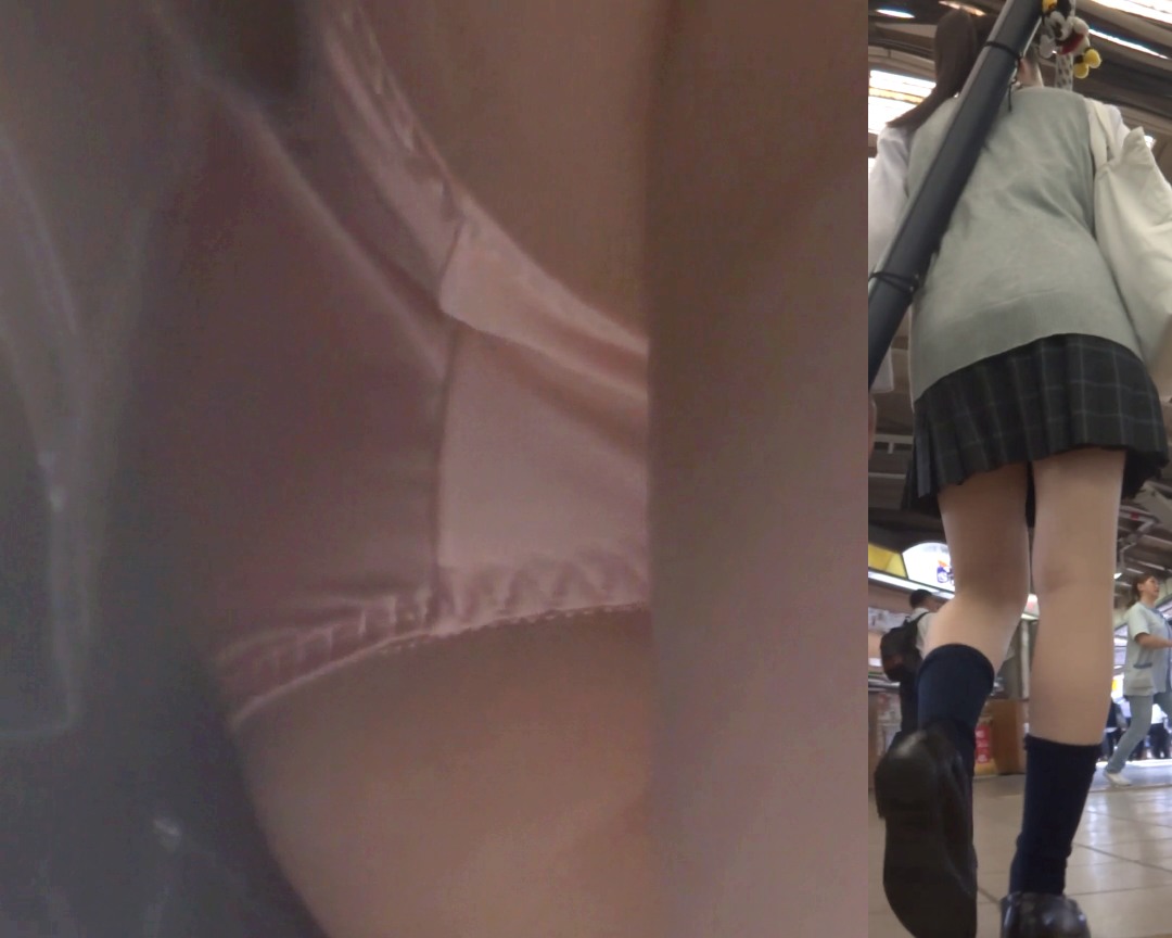 パンチラ盗撮 制服女子 ピンクパンツが階段と電車内で丸見え きんぴら Pcolle